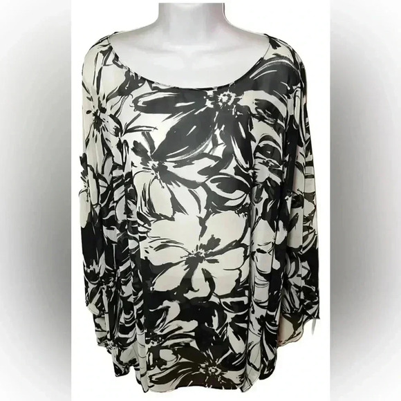 Chico's Sheer Printed Top 3 - Picture 1 of 6